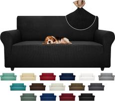 1 x ištemptas sofos užvalkalas, žakardinis sofos užvalkalas, (juodas, sofa)