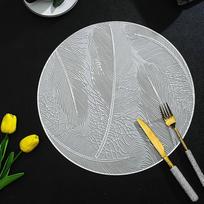 10 apvalių kilimėlių rinkinys su plunksnų rašto kilimėliais virtuvei, namams, restoranui, valgomajam stalui, sidabrinės spalvos, 38 cm