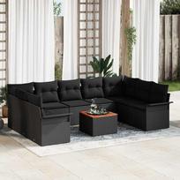 10-ties vietų lauko sofos komplektas Schwarz Creme aus Poly-Rattan - Modernes Outdoor-Sofa-Set als Gartenmöbel-Set