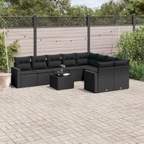 10-TLG. Garten-Sofagarnitur mit Kissen Schwarz Poly Rattan - Gartenmöbel Set 10-TLG. aus PE Rattan als Outdoor Sofagarnitur