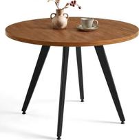 100 cm apvalus valgomojo stalas, vidurio amžiaus apvalus valgomojo stalas 4-6 žmonėms, storas medžio grūdų stalviršis valgomajam, svetainei, nedidelei erdvei (rudas)