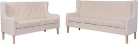 2 dalių sofos komplektas Audinys Kreminis baltas poilsio sofos komplektas Fotelis Kėdė Sofa Lounge sofa Minkšta sofos komplektas Gyvenamasis kambarys