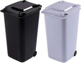 2 pakuočių mini plastikinė stalinė šiukšliadėžė su pasukamu dangčiu ir ratukais, mini šiukšliadėžė, stalinė šiukšliadėžė, biuro, tualetinio stalelio, miegamojo reikmenų organizatorius