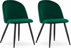 2 valgomojo kambario kėdės - aksominės virtuvės kėdės su vertikaliomis siūlėmis ir metalinėmis kojelėmis - elegantiškas dizainas šiuolaikiniam dekorui