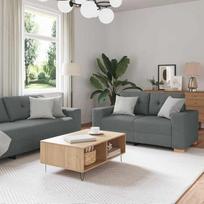 2-teiliges Sofa-Set dunkelgrauer Stoff mit Kissen, hervorragender Ort zum Plaudern und Entspannen für Wohnzimmer