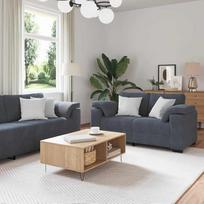 2-teiliges Sofa-Set dunkelgrauer Samt Couch mit Kissen Sofa Bed ideal zum Plaudern, Lesen, Fernsehen und Entspannen