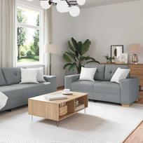 2-teiliges Sofa-Set hellgrauer Stoff Couch mit Kissen Sofa Bed ideal zum Plaudern und Fernsehen