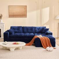 3 vietų kampinė sofa tamsiai mėlyna - modulinė sofa su šezlongu, velvetinio audinio užvalkalas, sofa lova ir poilsio sofa, svetainės sofa be surinkimo, 3 vietų sofa erdviai svetainei