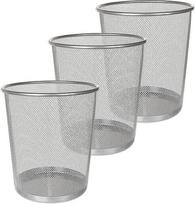 3 vnt. 12 litrų metalinis krepšys Maža šiukšliadėžė Miegamojo vonios kambario biuro šiukšliadėžė Namų virtuvės reikmenys 24 x 26 cm sidabrinis apvalus