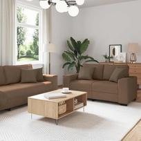 3-teiliges Sofa-Set brauner Stoff mit Kissen zum Entspannen und Plaudern für Lesen und Fernsehen