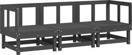 3-TLG. Garten-Lounge-Set Grau Massivholz Kiefer 183x61x62 cm Modernes Latten-Design Robustes Outdoor-Sofa für Balkon Terrasse Garten