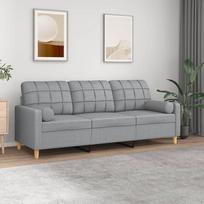 3200790 3-vietė sofa su dekoratyvinėmis pagalvėlėmis, šviesiai pilka, 180 cm Audinys, Sofos ir sofos, Svetainė, Sofa paauglių kambariui, Poilsio sofa, Sofa miegamajam, Miegamojo sofa, Minkšta sofa