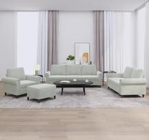 3202180 4 dalių sofos komplektas su pagalvėlėmis, šviesiai pilkas aksomas, sofos ir sofos, sofa svetainė, relaksacinė sofa, sofa miegamajam