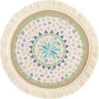 33 cm kilimėlių rinkinys iš 2 apvalių boho austų kilimėlių Vieta kilimėliai Neslystančios virtuvės valgomojo kambario vestuvių ūkio stalo dekoracijos (1#)