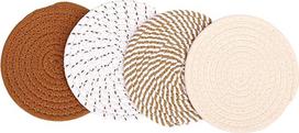 4 bėgių tualetų komplektai, Geflochtene Baumwolluntersetzer, Hitzebeständiges Tischset-Set, Tischsets mit Dekorativem Design, Ideal für die Tischdekoration in der Küche (Braune Serie)