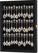 36 Suvenyrų vitrina Teaspoon Display Cabinet Sieninė spintelė su rakinamomis durelėmis Juoda apdaila