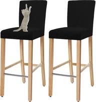 4 Pack Anti-Scratch Bar Stool apima, Stretch Bar Stools kėdės apima su atlošais, minkštas skalbiamas Bar Stool apima Pub, juoda