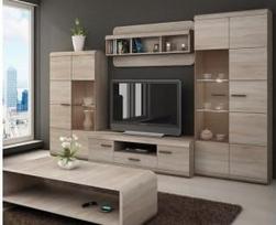 5 dalių baldų komplektas - moderni svetainės kolekcija, stilinga sofa, kavos staliukas ir kėdės, patogus namų apdailai ir pramogoms