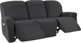 5 pakuočių paklotų kėdžių sofos dangteliai Fleece Stretch Lounger Couch Covers for 3-Seater Lounger Sofa Protective Covers Furniture Protector (Dark Grey)
