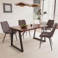 5 dalių valgomojo komplektas - modernus valgomojo stalas (140 x 80 cm) su 4 minkštomis kėdėmis, metalas ir MDF, elegantiškas aksomo arba dirbtinės odos apmušalas, stilingas ir patvarus