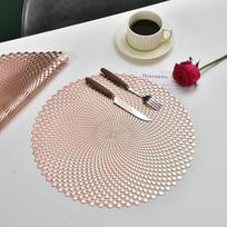 6 kilimėlių rinkinys 6 apvalių tuščiavidurių kilimėlių Modernūs kilimėliai virtuvei, namams, valgomajam stalui Rožinis auksas 38 cm