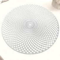 6 kilimėlių rinkinys, tuščiaviduriai geometriniai deimantinio rašto kilimėliai, virtuvės kilimėliai valgomajam stalui, sidabriniai, 38 cm