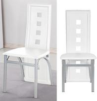 6 valgomojo kėdžių rinkinys 58cm aukštos atlošo valgomojo kėdės PU odos modernios virtuvės kėdės 42,5×42×101,5 cm (baltos spalvos)