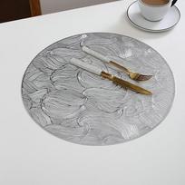 8 apvalių kilimėlių rinkinys, tuščiavidurių dygliukų rašto kilimėliai, modernūs, kilimėliai virtuvei, namams, valgomojo stalui, sidabriniai, 38 cm