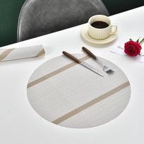 8 apvalių kilimėlių rinkinys, austos bangų juostelės, virtuvės kilimėliai valgomojo stalui, chaki baltos spalvos, 38 cm