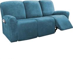 8 vnt. aukšto tempimo velveto sofos užvalkalai 3 vietų baldų apsaugai (Teal Green, sofa)