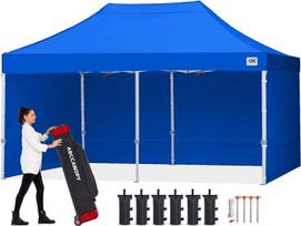 ABCCANOPY 3 x 6 m pavėsinė Vandeniui atspari iškylanti sodo pavėsinė Festivalio apsauga nuo saulės su 4 šoninėmis plokštėmis + krepšys, mėlyna
