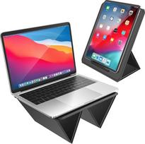 AboveTEK Nešiojamasis nešiojamojo kompiuterio kilimėlis, 2-in-1 PU odos sulankstomas "MacBook" stovas stalui, tinka 14 ~ 17 colių "MacBook Air Pro" planšetiniams kompiuteriams, reguliuojamas nešiojamojo kompiuterio kilimėlis lovai, sofai, sofai, sofai, ke