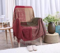AIVIA Boho Sofa mesti antklodė Futon Slipcover denio kėdė mesti sofos dangtis spalvinga Chenille austi Bohemian Decor 60x75 colių žalia vyno raudona