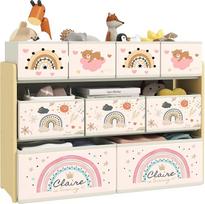 AIYAPLAY Aufbewahrungsregal für Kinder für Spielzeug und Bücher, Regal mit 3 Ebenen mit 9 Boxen aus Vliesstoff, Bücherregal für Kinder, für Schlafzimmer, Wohnzimmer, Spielzimmer, 93 x 30 x 70 cm, Gelb