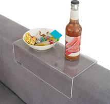 Akrilo stiklo porankio padėklas 35 x 30 cm, skirtas moderniam gyvenimui Elegantiškas sofos padėklas Sofa Stabilus ir skaidrus porankio padėklas 4 mm (35 x 30 cm, linijinis)