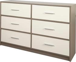 AKTIVE Max Home Daugiafunkcinė miegamojo komoda, pilkai balta, 6 lengvi medžiaginiai stalčiai, 114 x 30 x 70 cm, medinis rėmas, laikymo sistema, namų tvarkymas, dekoravimas, drabužinės baldai