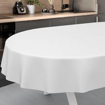 Aliejinė staltiesė Plaunama aliejinė staltiesė Sodo staltiesė Lauko vidaus patalpų ovalus 240 x 140 cm nupjautas kraštas balta