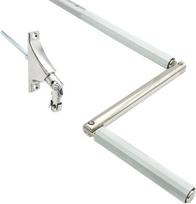 Alkūninis strypas su sferinio guolio plokštele 85 x 22 mm 90° šešiakampiu kaiščiu 135 cm Anoduota sidabro spalva