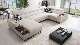 All4All Mealani IV Maxi sofos su lovos funkcija, baldai, sofa, kampinė sofa, moderni, sofa lova su otomanu, sofa, gyvenamasis kraštovaizdis, kampinė sofa, USB jungtis (Freya210.02+Tauro8203, kairė)