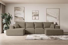 ALTDECOR "Sierra-U-S" kampinė sofa su miego funkcija ir lovos dėže, kampinė sofa, "U" formos, universali, kairiojo ir dešiniojo posūkio sofa-lova, išskleidžiamas gyvenamasis kraštovaizdis "Sierra-U-S" - 344 x 165 x 73 cm, ruda