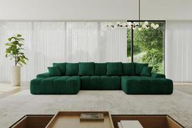 ALTDECOR ENSI-U kampinė sofa su miego funkcija ir lovos dėže, kampinė sofa, U formos, universali, kairiojo ir dešiniojo posūkio sofa-lova, išplečiamas gyvenamasis kraštovaizdis ENSI-U, 353 x 164 x 69 cm, bordo raudona
