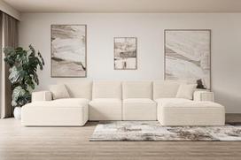 ALTDECOR "Sierra-U" kampinė sofa U formos sofa lova Kampinė sofa L formos gyvenamasis kraštovaizdis Sofa Sierra-U - 349 x 169 x 80 cm Smėlio spalvos
