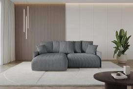 ALTDECOR ONESK-L-v1 Kampinė sofa su miego funkcija ir lovos dėže Kampinė sofa-lova L formos sofa-lova Išskleidžiama gyvenamasis kraštovaizdis 216 x 177 x 72 cm Tamsiai pilka