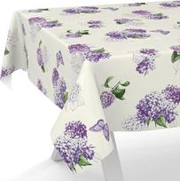 ANRO Aliejinė staltiesė Vaškinė staltiesė Plaunama sodo staltiesė Apvali ovali kvadratinė 220 x 140 cm Nupjautas kraštas Lilac Flowers