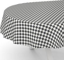 ANRO Staltiesė Oilcloth Staltiesė Oilcloth Skalbiama sodo staltiesė Vandeniui atspari ovalo formos 180 x 140 cm Nupjautas kraštas Classic Checked Grey