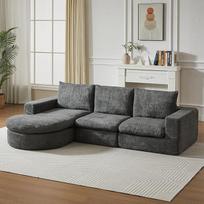 Anself Chenille-Sofa mit Liegefunktion, modulares Design, 2-teiliges Set, für Wohnzimmer und Balkon