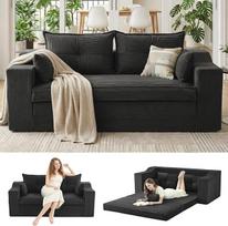 APICIZON Sofa lova, 2-in-1 sofa be kaulų, grindų sofa su pagalvėlėmis, 3 vietų sofa lova su miego funkcija, sulankstomas čiužinys svetainei, miegamajam, svečių kambariui (velvetinė tamsiai pilka, 177 cm pločio)