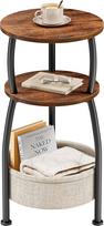 Apvalus šoninis stalas su laikymo krepšeliu Mažas erdvę taupantis šoninis stalas 3 pakopų naktinis stalas Sofos kampinis stalas gyvenamajam kambariui, miegamajam, terasai ir kt. 24 colių aukštas kaimiškas