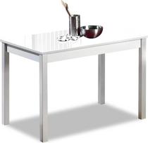 ASTIMESA stacionarus virtuvės stalas, metalas, stiklas, medis, baltas, 100 x 60 cm