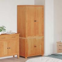 Aufbewahrungsmöbel-Set Braun Holzwerkstoff mit 4 Scharniertüren, Massivholz Eiche Kiefer, 80 x 50 x 180 cm, Stauraumschränke für Wohnzimmer Schlafzimmer, Anti-Kipp-Vorrichtung, langlebig